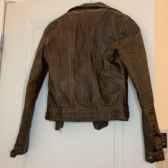 Zara - Deep Brown Faux Leather Jacket - Picture 3 of 4